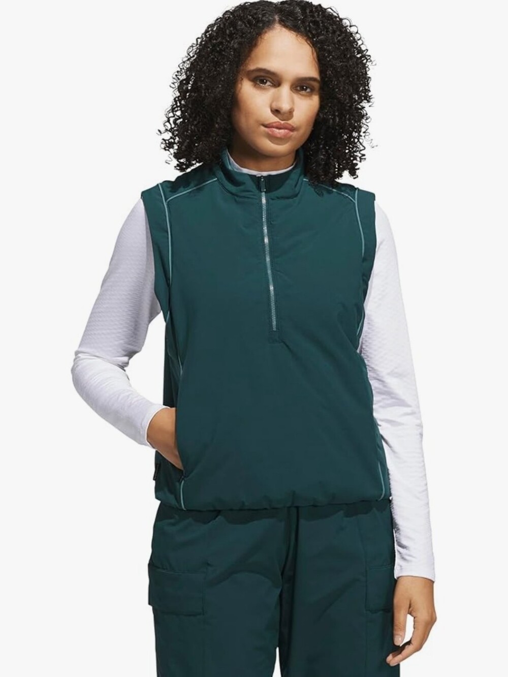 Adidas Womens Large Beyond The Course Twistweave Quarter Zip Golf Vest JN8683